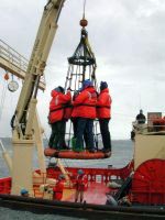 Being lifted aboard the Gould from the wharf - Click to enlarge